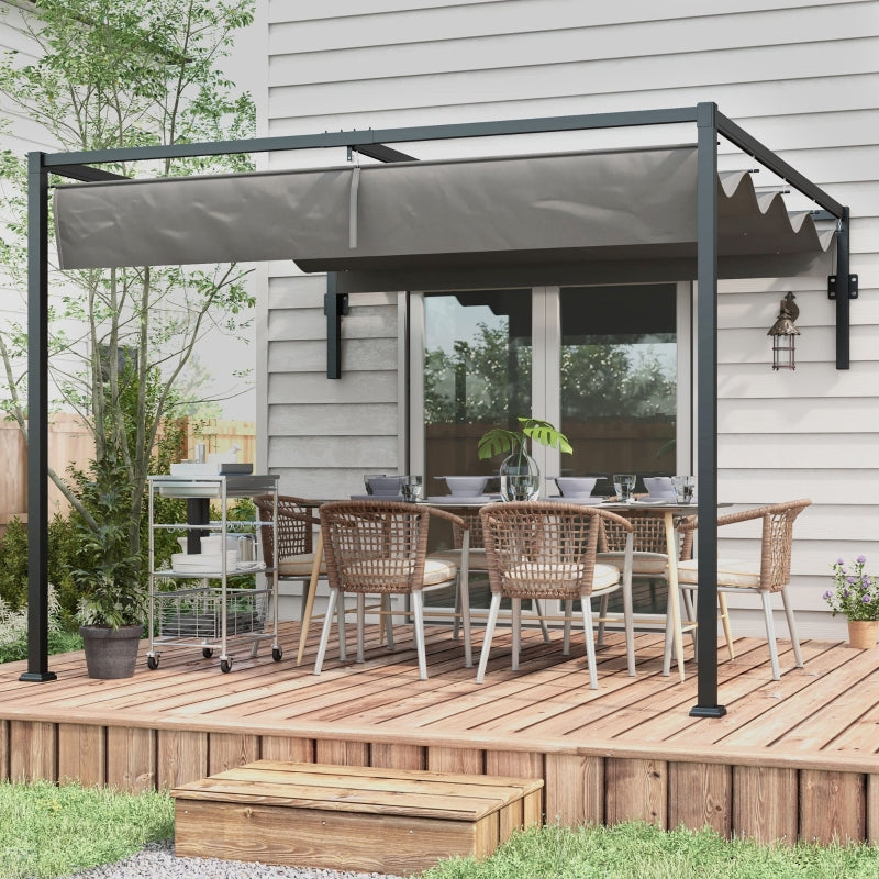 2m x 3m Lean-To Pergola – Dark Grey Wall Mounted Patio Cover