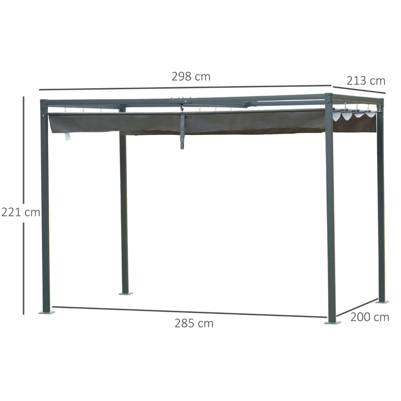 3m x 2m Grey Metal Pergola – Outdoor Patio Shade Shelter