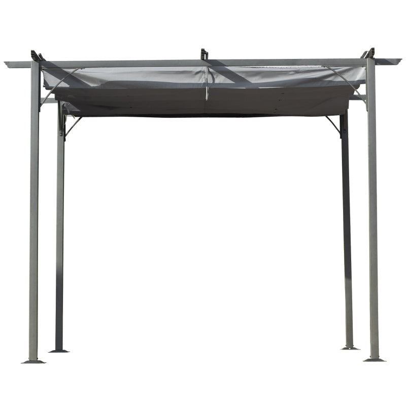 3m x 3m Metal Patio Gazebo – Grey Canopy Roof Outdoor Shelter
