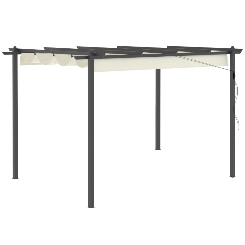 4m x 3m Metal Pergola – Dark Grey Frame with Beige Canopy Roof