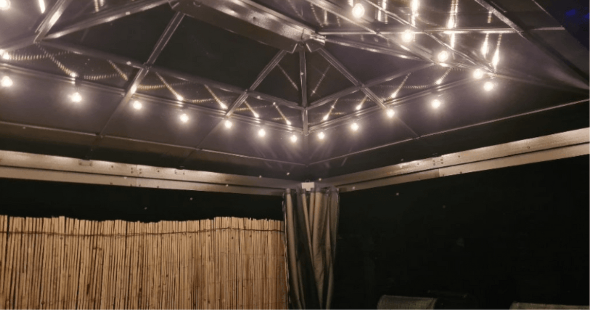 Earth Brown 3 x 3.6m Garden Gazebo with Aluminium Structure, Insect Screens, and Drapes - Trade Warehouse