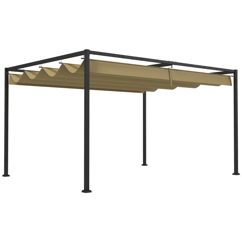 4m x 3m Metal Garden Pergola – Khaki Outdoor Shade Canopy
