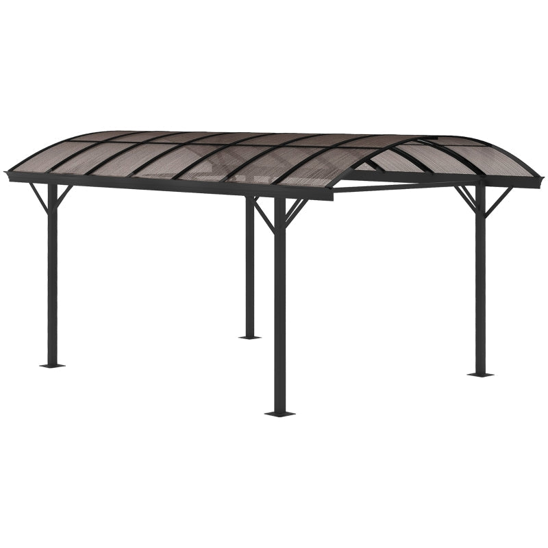 5m x 3m Aluminium Hardtop Gazebo – Brown Polycarbonate Roof Shelter