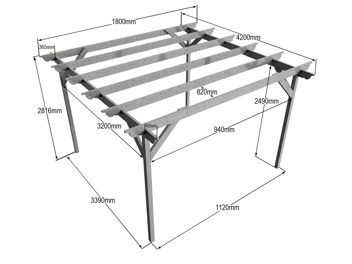 Chamfered Wooden Garden Pergola Kit
