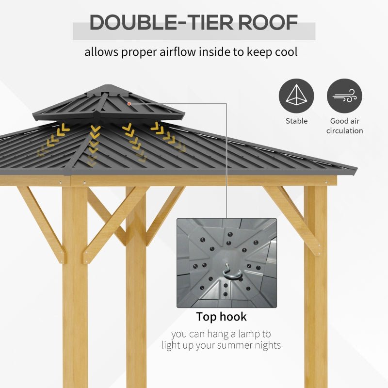 Grey Hardtop Gazebo With Wooden Frame - Trade Warehouse