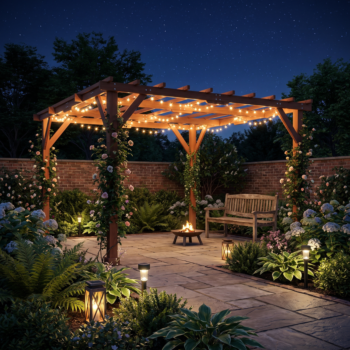 3.6m x 3m Wooden Pergola Kit - Maple Wood-Effect Garden Pergola with Grape Trellis Roof and Triangle Supports
