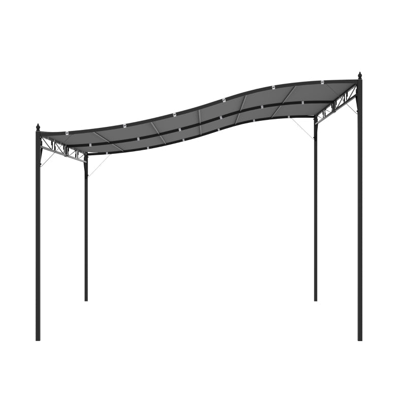 4m x 3m Curved Roof Metal Pergola – Grey Outdoor Patio Shelter