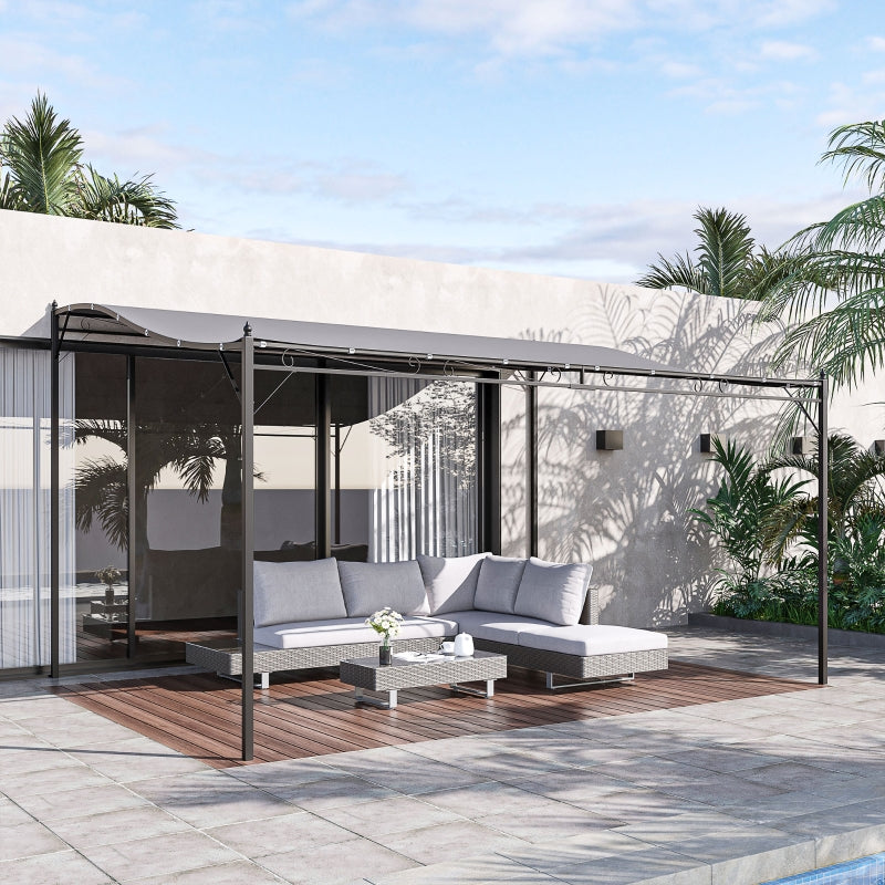 4m x 3m Curved Roof Metal Pergola β Grey Outdoor Patio Shelter
