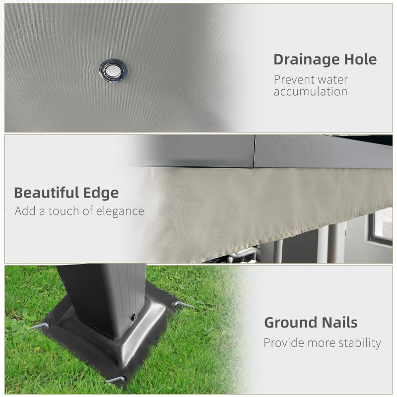 4m x 3m Metal Pergola – Dark Grey Frame with Beige Canopy Roof