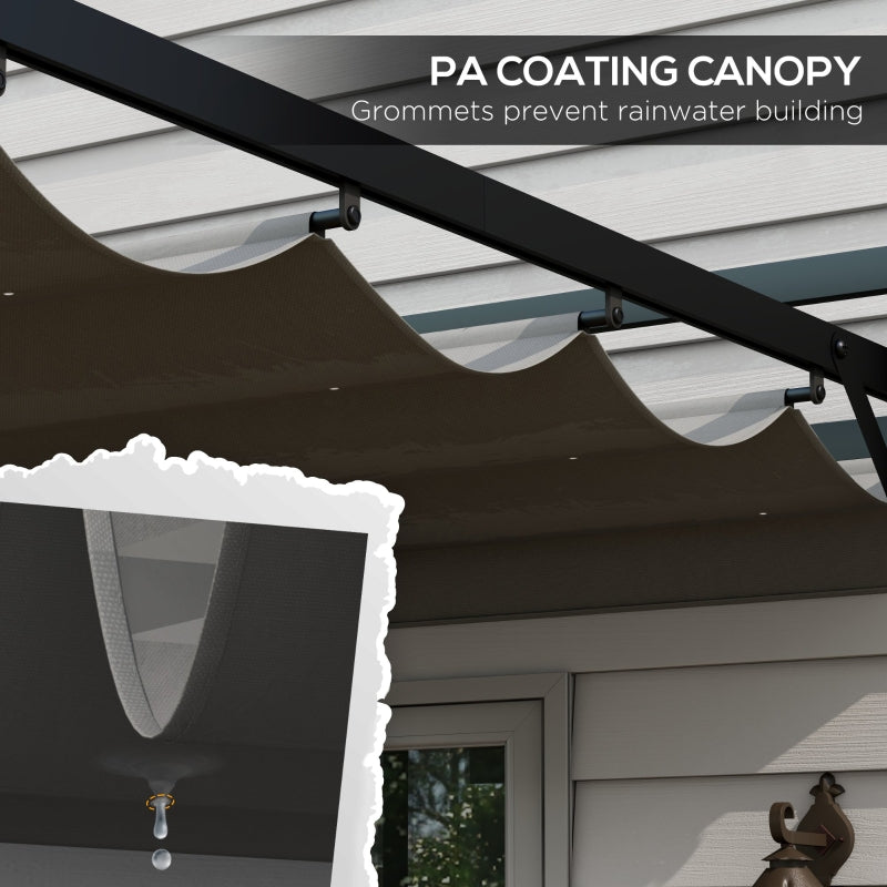 3m x 3m Retractable Roof Aluminium Pergola – Dark Grey Patio Gazebo Shelter with Drainage Grommets, Ground Fixings & Outdoor Shade Canopy