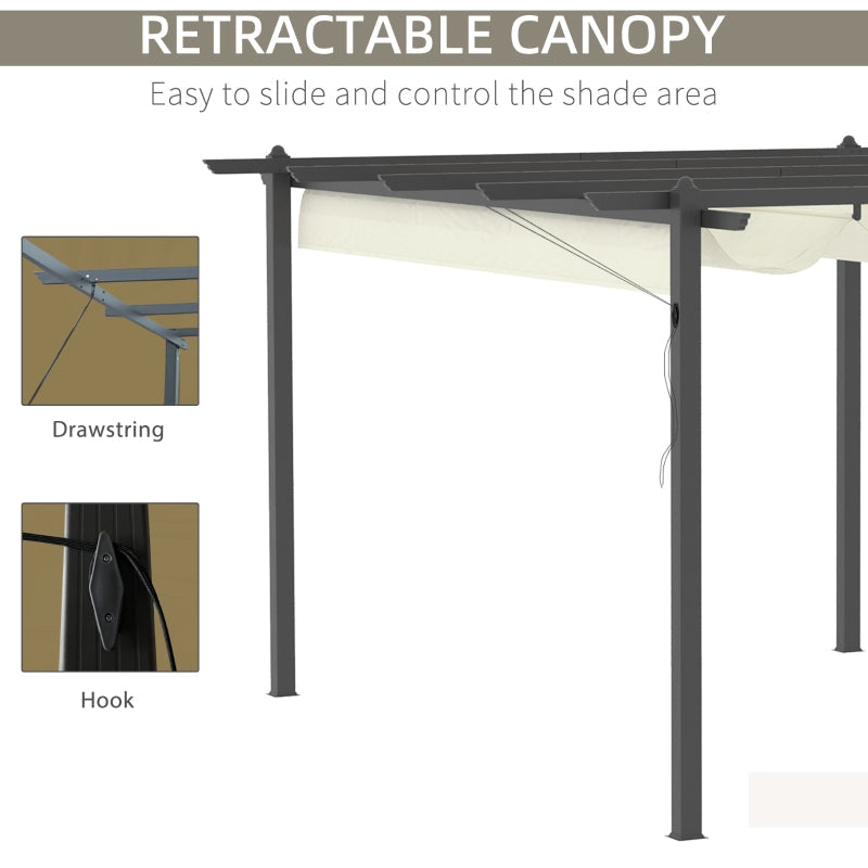 4m x 3m Metal Pergola – Dark Grey Frame with Beige Canopy Roof