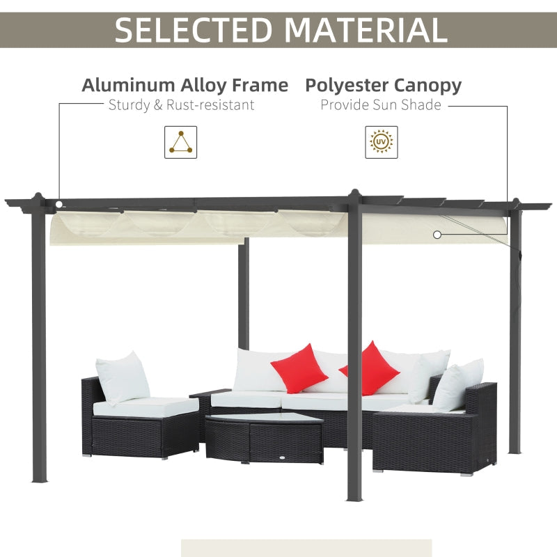 4m x 3m Metal Pergola – Dark Grey Frame with Beige Canopy Roof