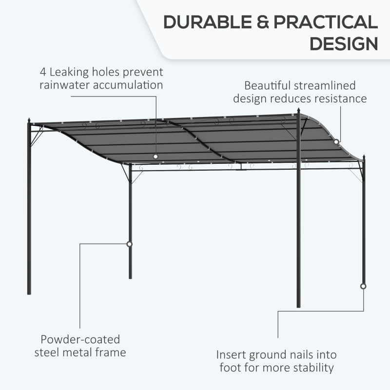4m x 3m Curved Roof Metal Pergola – Grey Outdoor Patio Shelter