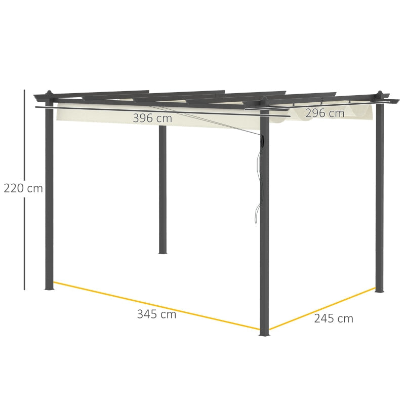 4m x 3m Metal Pergola – Dark Grey Frame with Beige Canopy Roof