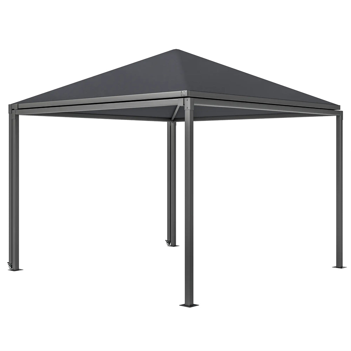 3m x 3m Extendable Metal Hardtop Gazebo with Wheels – Mobile Outdoor Patio Shelter, UV Resistant Roof UPF30+