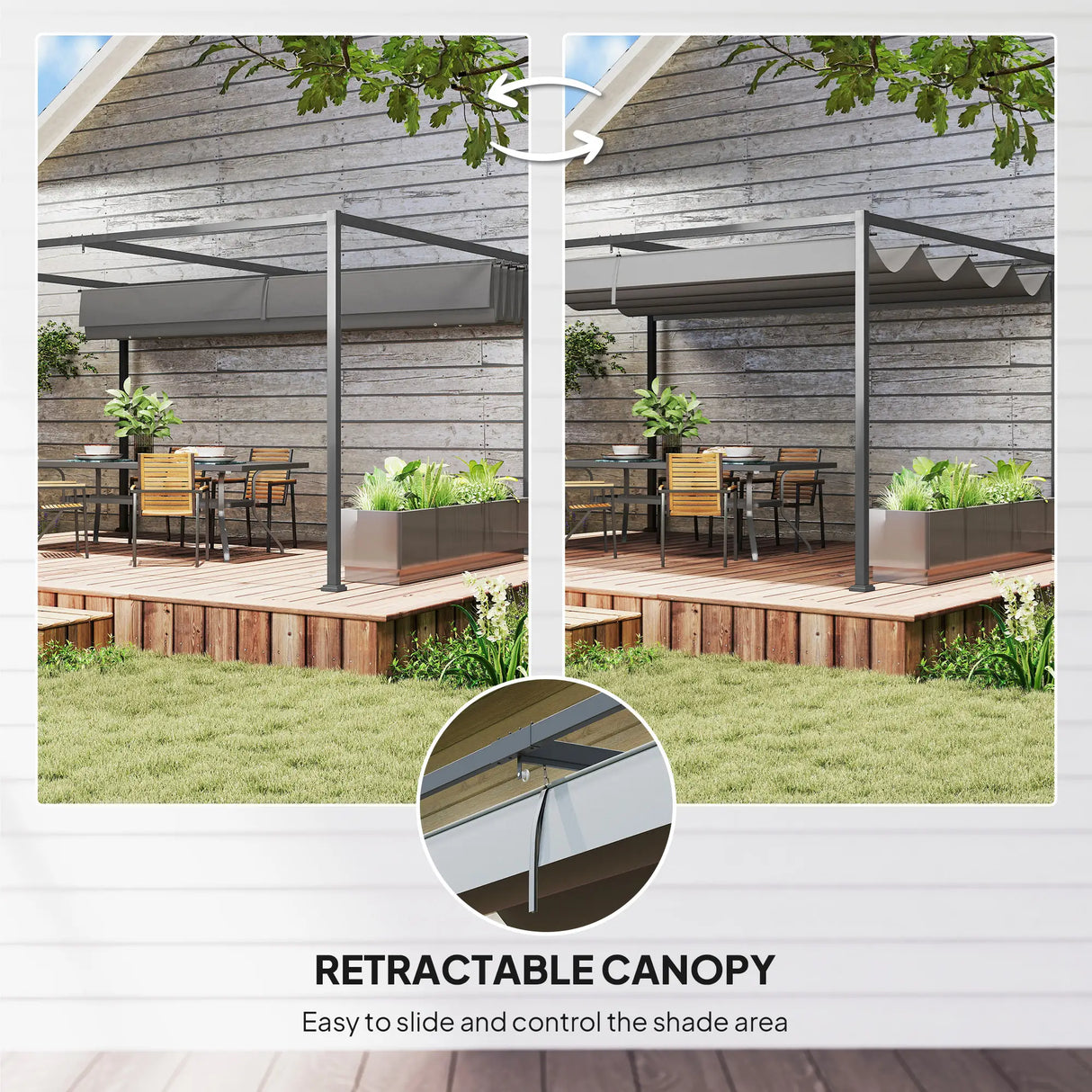 4m x 3m Rectangular Metal Pergola – Dark Grey Outdoor Patio Shade