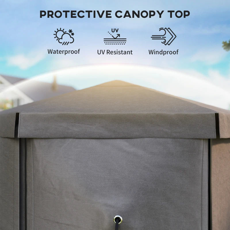 3x3m Brown Hexagon Pop Up Gazebo - Waterproof, UV Resistant Party Tent with Netting & Carry Bag for Garden and Patio