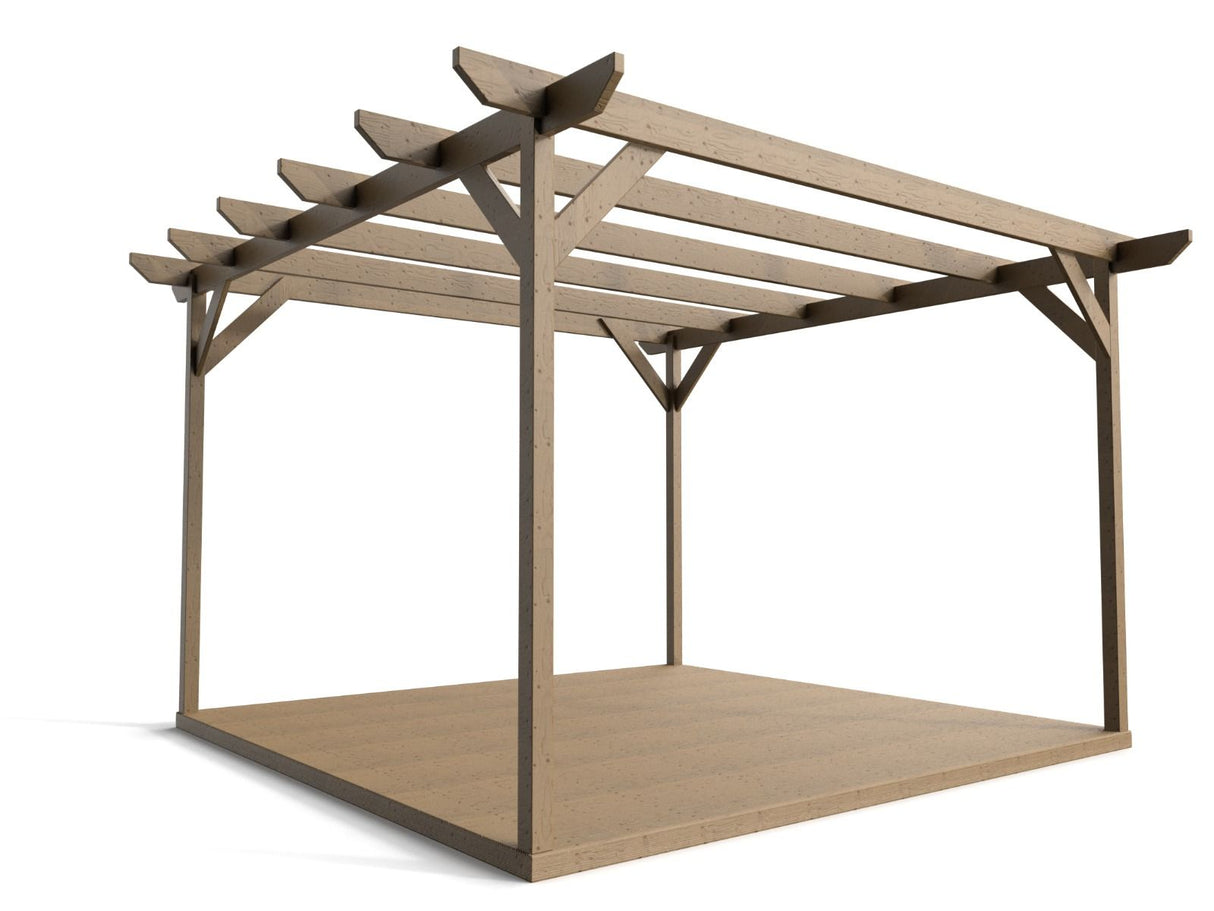 Chamfered Wooden Pergola and Decking Kit