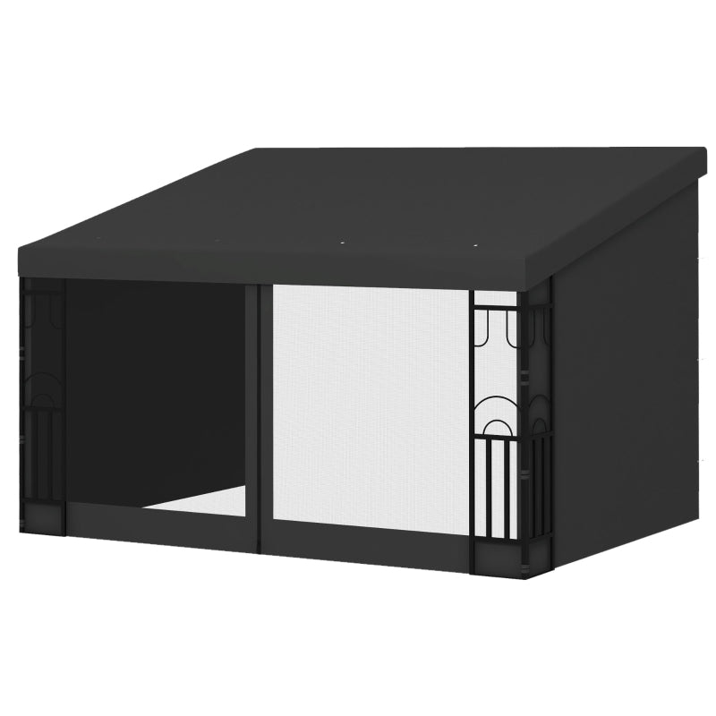 3m x 3m Black Lean-To Pergola – Wall Mounted Patio Shade Cover