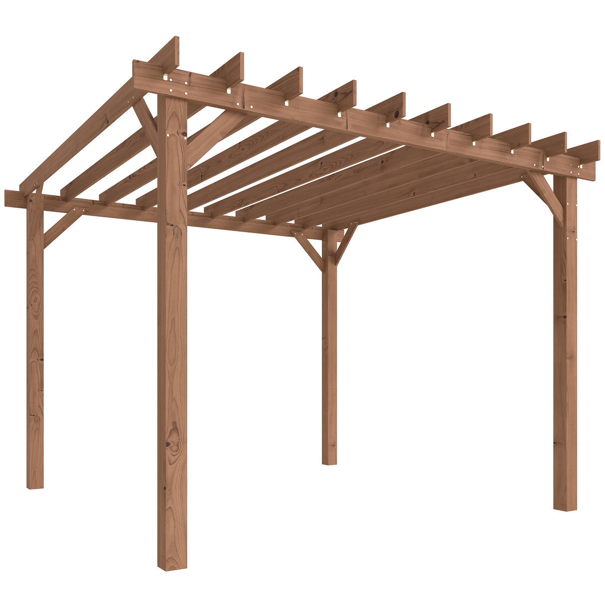 3m x 3m Wooden Pergola Kit - Maple Wood-Effect Garden Pergola Gazebo with Grape Trellis Roof and Triangle Supports