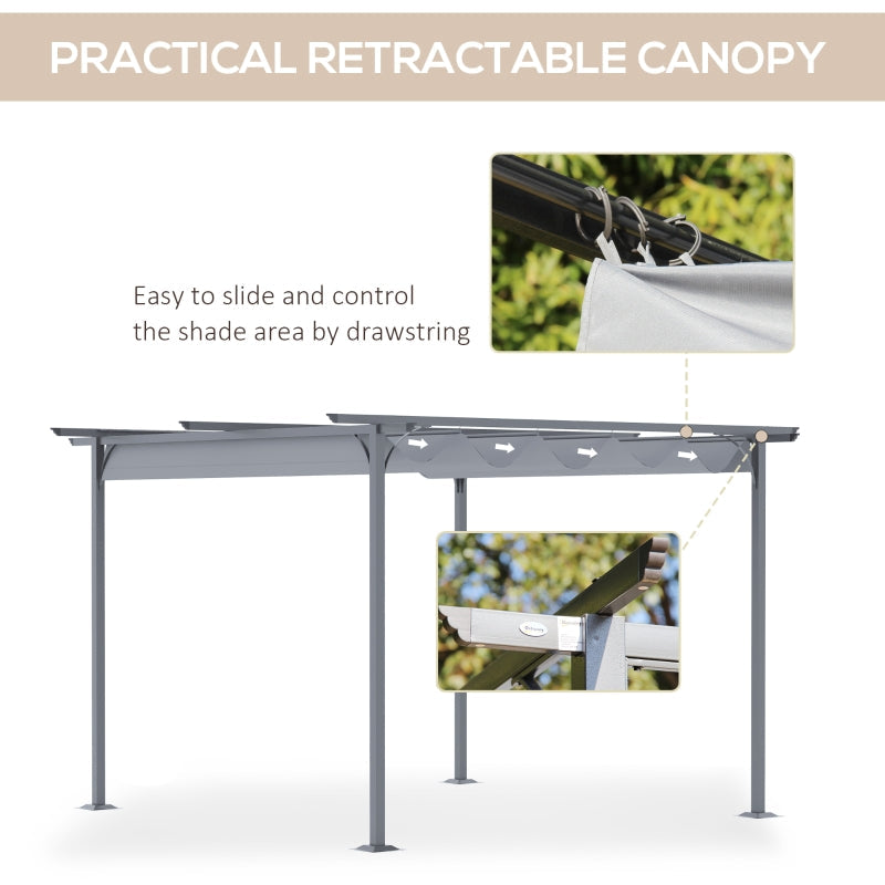 3.5m x 3.5m Metal Pergola – Grey Patio Shelter with Open Roof