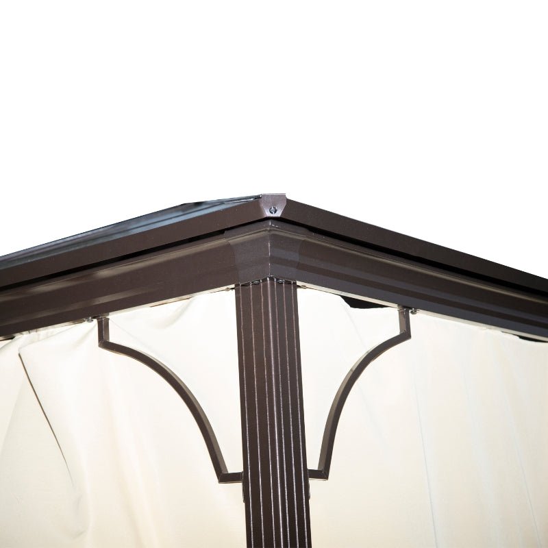 TriShade Enclave: 3x3 m Gazebo with Mosquito Net in Brown, Black, and Beige - Trade Warehouse