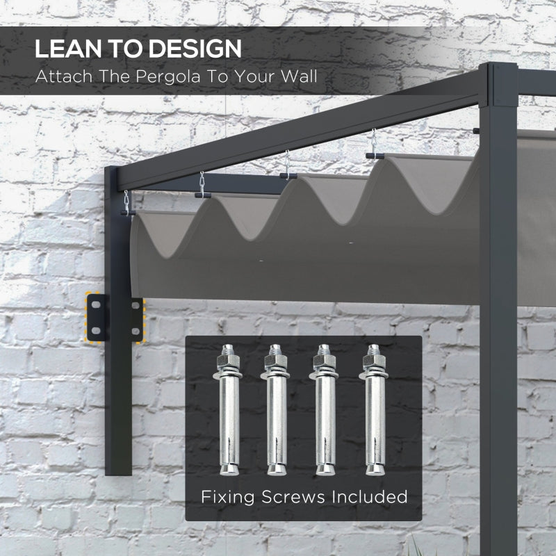 2m x 3m Lean-To Pergola – Dark Grey Wall Mounted Patio Cover