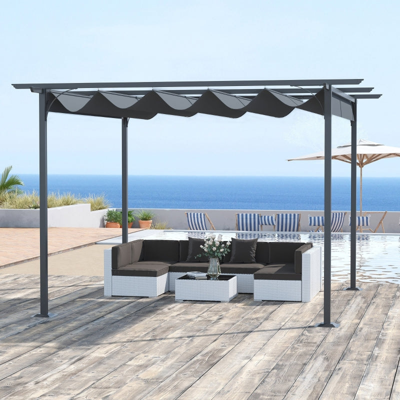 3.5m x 3.5m Metal Pergola – Grey Patio Shelter with Open Roof