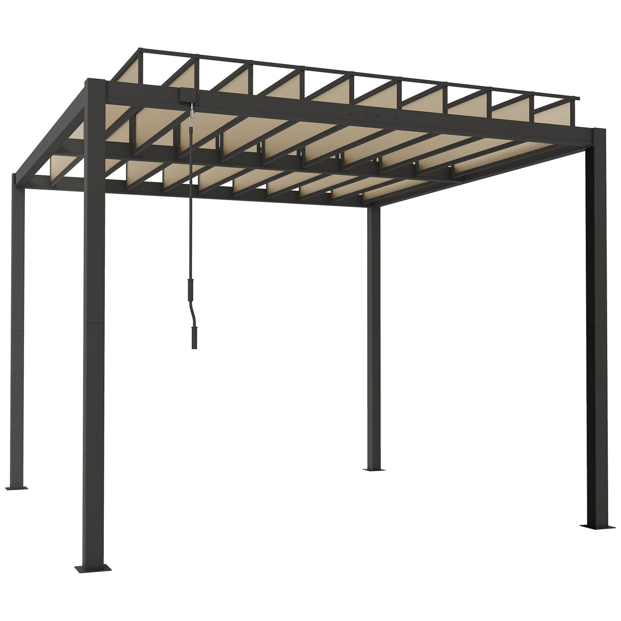 3x3m Aluminium Louvered Pergola with Polycarbonate Roof, Adjustable Panels & Drainage System – Coffee Garden Patio Gazebo