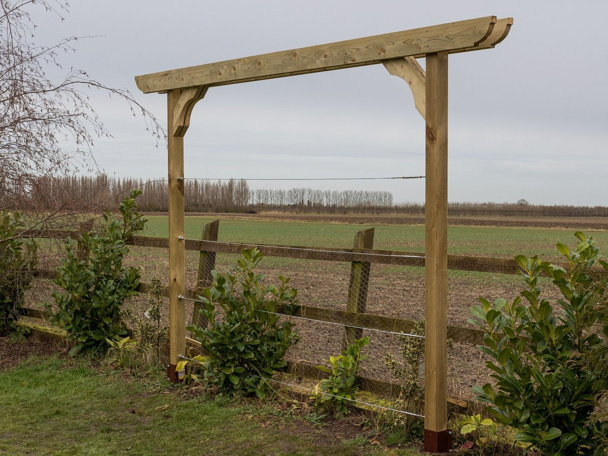 Screen Double Beam Pergola, Plant Climbing Arbour - Corbel Sculpted Brace