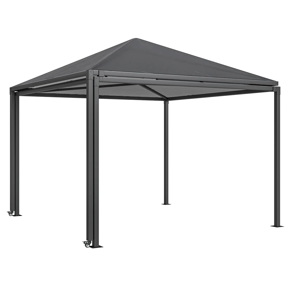 3m x 3m Extendable Metal Hardtop Gazebo with Wheels – Mobile Outdoor Patio Shelter, UV Resistant Roof UPF30+