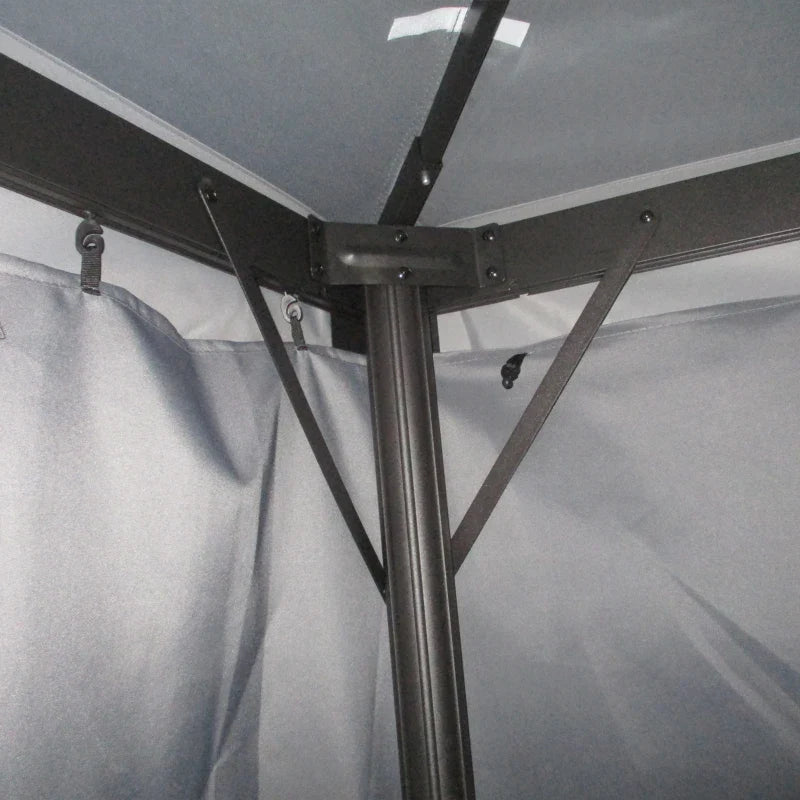 3 x 4m Dark Grey Aluminium Garden Gazebo - Marquee Canopy Shelter Pavilion Tent with Nets and Curtains for Outdoor Parties