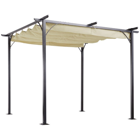3m x 3m Steel Pergola with Retractable Shade Canopy – Outdoor Cover