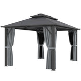 3m x4m Hardtop Gazebo Canopy - UPF30+ Protection, Permanent Pavilion with Mosquito Netting and Curtains