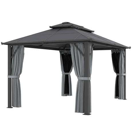 3m x4m Hardtop Gazebo Canopy - UPF30+ Protection, Permanent Pavilion with Mosquito Netting and Curtains