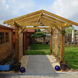 Wooden Apex Pergola with Open Roof & Overhang - Premium Outdoor Garden Structure