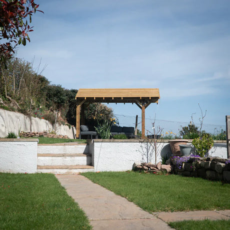 Wooden Apex Gazebo with Treated Featheredge Roof & Overhang - Premium Garden Gazebo