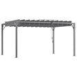 4m x 3m Aluminium Pergola – Grey Retractable Roof Patio Gazebo Canopy, Outdoor Garden Shade Shelter