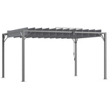 4m x 3m Aluminium Pergola – Grey Retractable Roof Patio Gazebo Canopy, Outdoor Garden Shade Shelter
