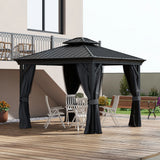 Dark Grey 3.65m x 3m Aluminium Hardtop Gazebo With Accessories