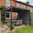 3m x 3m Aluminium Pergola – Dark Grey Retractable Roof with Side Wall, Outdoor Patio Shade Shelter