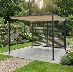 2.8m x 3m Metal Pergola – Retractable Canopy Roof Patio Cover