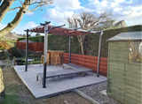 3m x 3m Aluminium Pergola – Brown Retractable Canopy Roof with Pulley System, UV & Water Resistant Garden Shade Shelter with Drainage Grommets