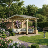 Wooden Apex Gazebo with Katepal Grey Shingle Roof & Overhang - Premium Garden Gazebo