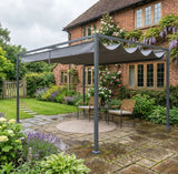 4m x 3m Rectangular Metal Pergola – Dark Grey Outdoor Patio Shade