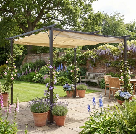 3.5m x 3.5m Metal Pergola Marquee – Large Outdoor Event Canopy