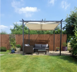 3m x 3m Steel Pergola with Retractable Shade Canopy – Outdoor Cover
