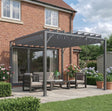 3m x 3m Heavy Duty Aluminium Pergola – Grey Retractable Roof Patio Shelter, Hardtop Style Outdoor Shade Cover