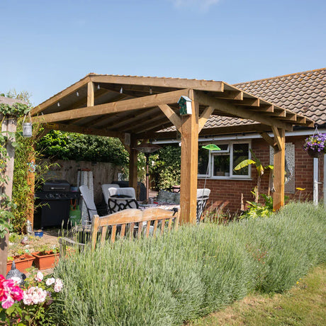 Wooden Apex Gazebo with Treated Featheredge Roof - Classic Garden Gazebo (No Overhang)