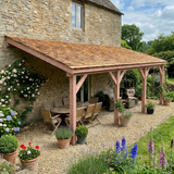 Planed Larch Lean-To Gazebo with Cedar Shingle Roof